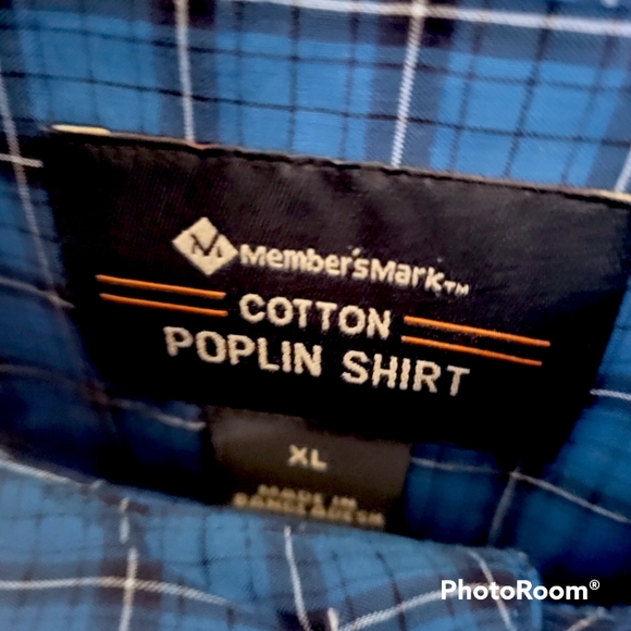 🌿Members Mark Men's Blue Plaid Poplan Longsleeve Button-Down XL-Nice! - Picture 5 of 7